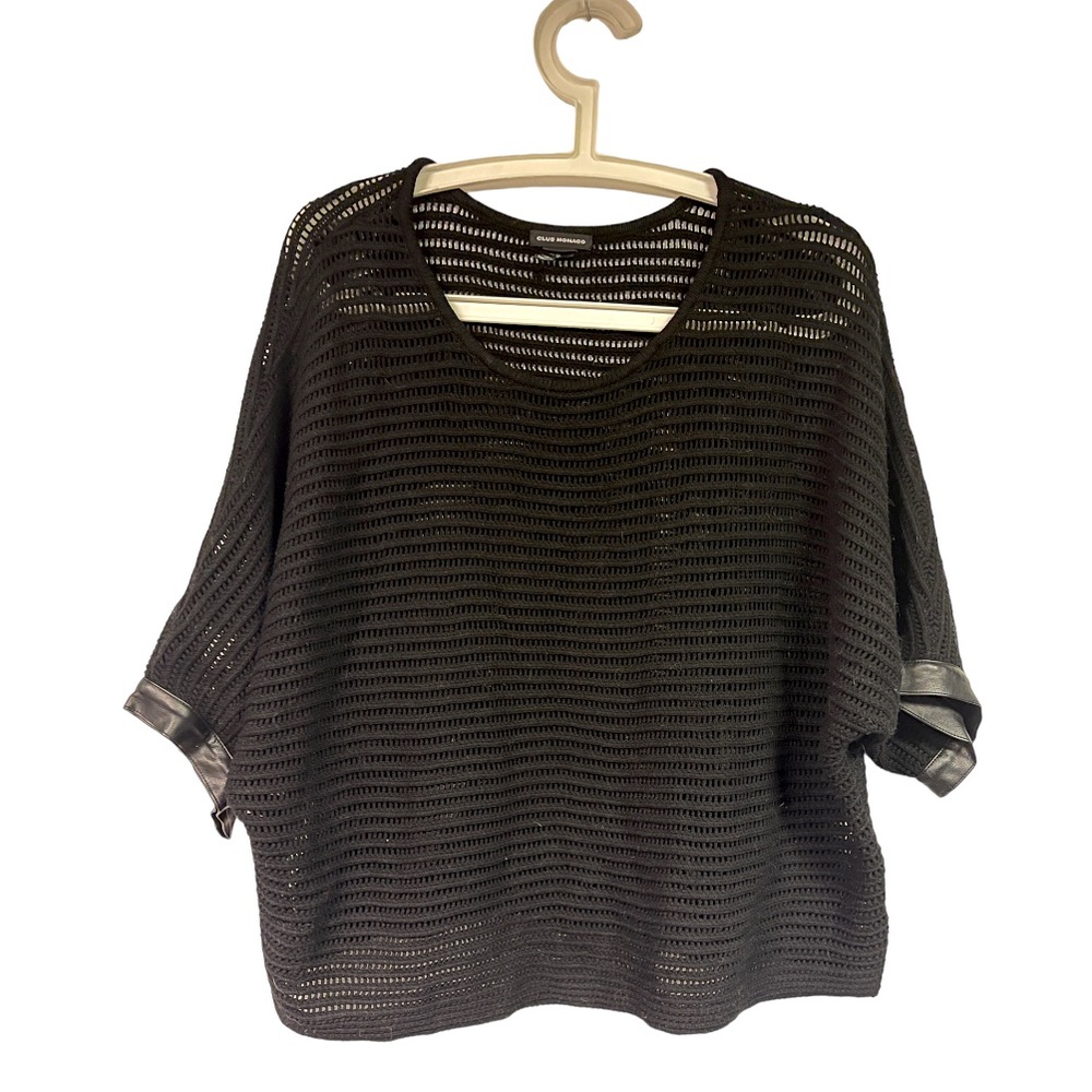 CLUB MONACO Black Open Knit Sweater